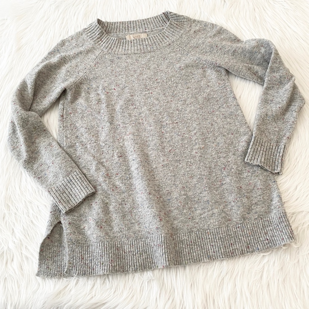 Loft Grey Colorful Speckled Sweater